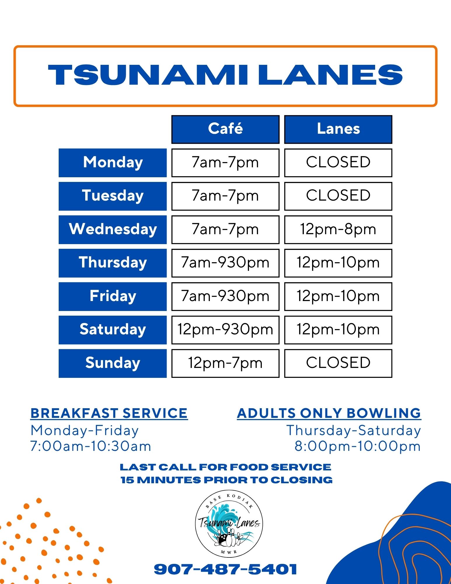 Tsunami Lanes Hours